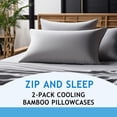 thumbnail image 4 of Juego de 2 fundas de almohada de bamb&uacute; para personas que duermen con calor, con cierre, tama&ntilde;o king, tama&ntilde;o queen, est&aacute;ndar, King, 4 of 8