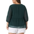thumbnail image 3 of Agnes Orinda Women's Plus Size Fall Chiffon Babydoll Long Sleeve Swiss Dots Blouses 2X Dark Green, 3 of 6
