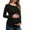 Black, variant on Womens Maternity Shirts Fall Long Sleeve Crew Neck T-Shirts Pregnancy Shirts Side Ruched Tunic Casual Mama Tops