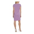 thumbnail image 2 of DKNY Womens Purple Ruched Side-tie Cap Sleeve Crew Neck Above The Knee Dress S, 2 of 2