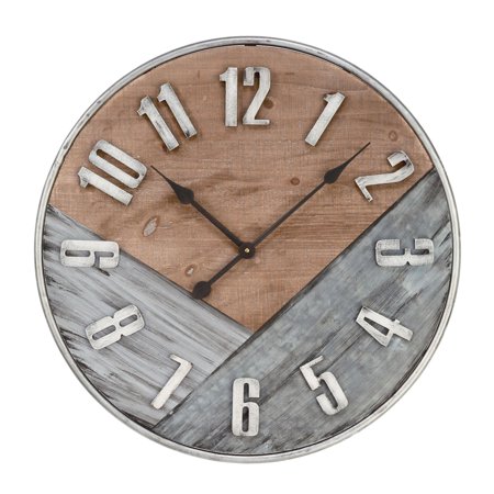 Tripar International 23.75 Gray and Brown Vintage Rustic Finish Wall Clock