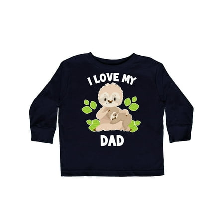 

Inktastic Cute Sloth I Love My Dad with Green Leaves Gift Toddler Boy or Toddler Girl Long Sleeve T-Shirt