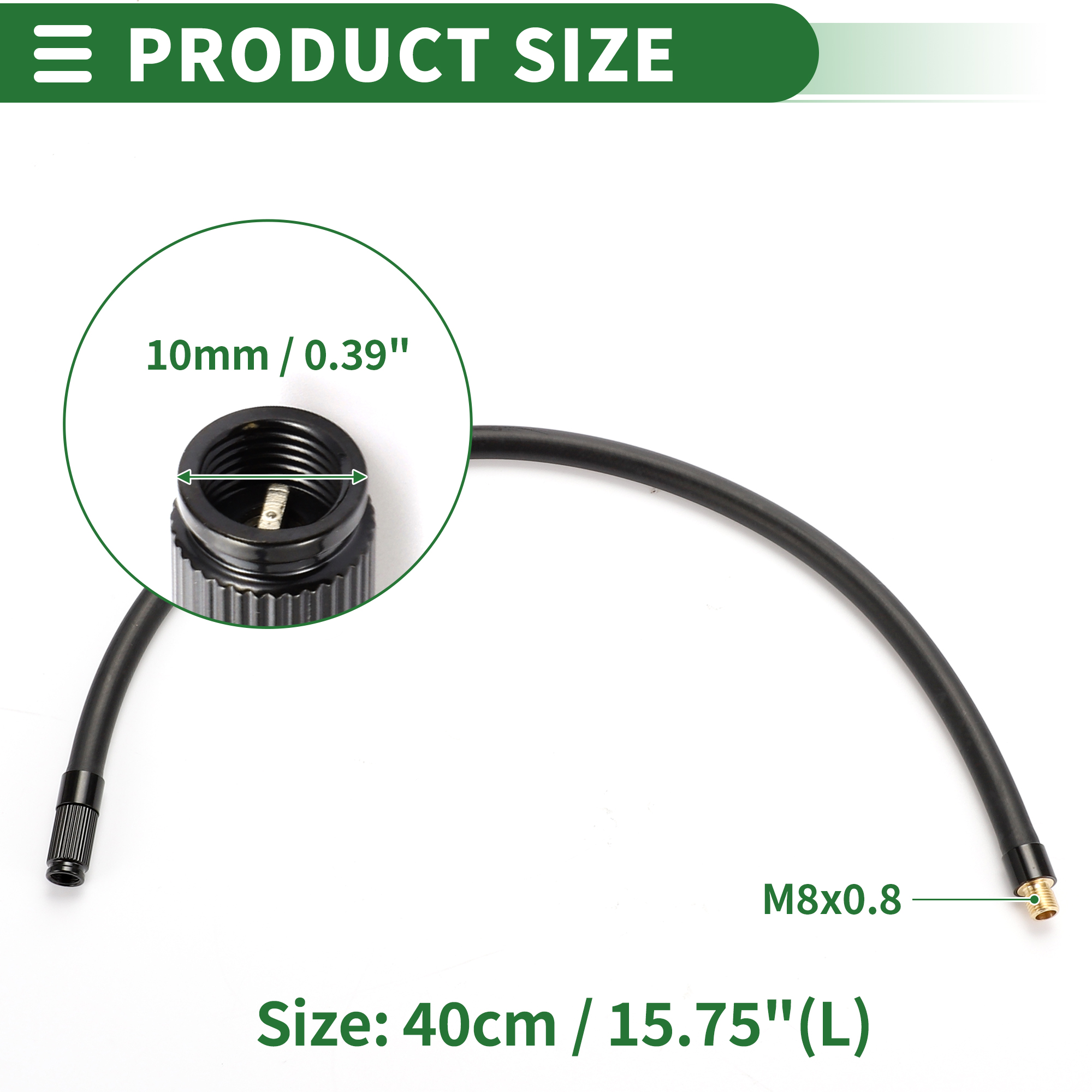 Unique Bargains Tire Inflator Extension Tube Air Pump Hose Adapter 15.75inch Rubber