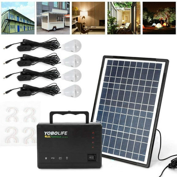 Portable Solar Generator with Solar Panel & LED Bulb, Solar Powered Generator Kit for Emergency Backup Power, USB DC Outlets, for Outdoors Camping Travel Hunting