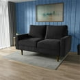 thumbnail image 2 of Pemberly Row 58" Upholstered Velvet Loveseat with Square Arms in Black, 2 of 18