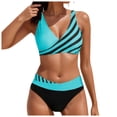 thumbnail image 1 of Huesdet Women Bikini Set Solid Color Sexy Triangle Two Piece Swimsuit(Green,M), 1 of 6