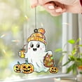 thumbnail image 2 of Lotusprinthandmade Cute Spooky with Pumpkin Halloween Custom Shape Broken Glass Hologram Ornament 6in, adorable spooky hologram ornament, 2 of 5