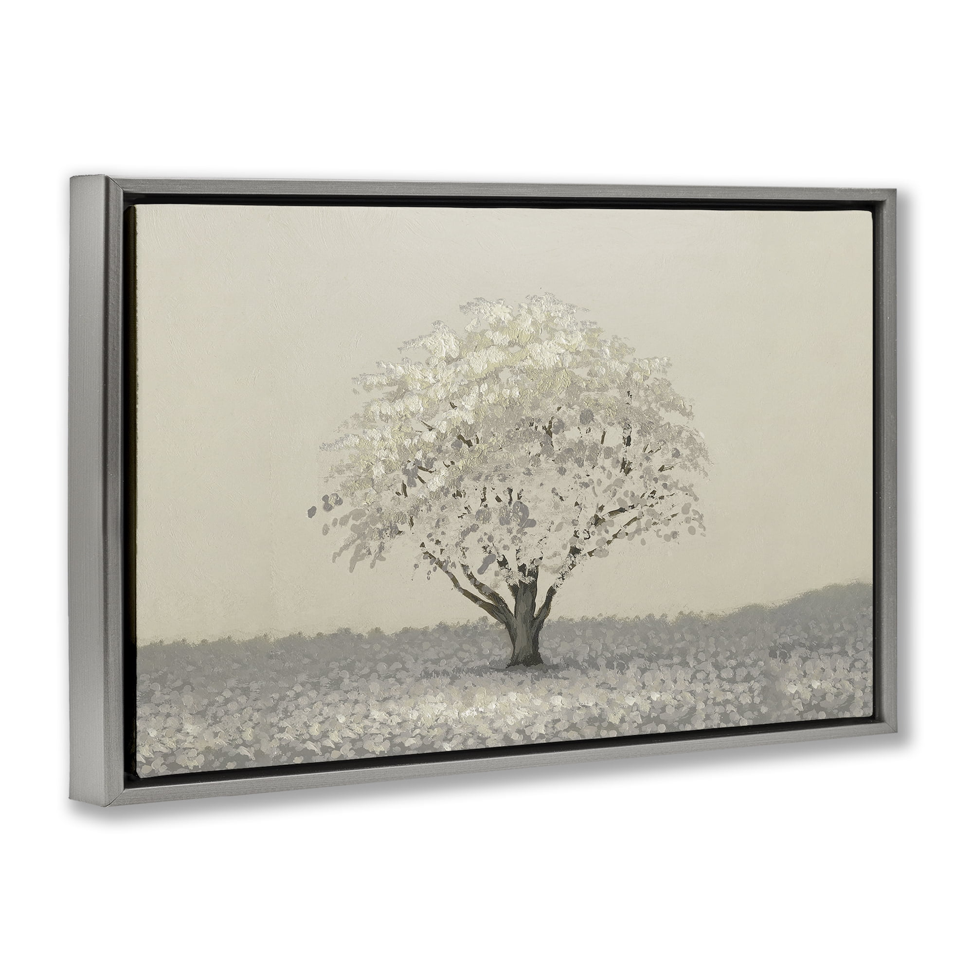 Stupell Industries Neutral Radiance Tree Gray Framed Floater Canvas Wall Art, design by Michael Marcon