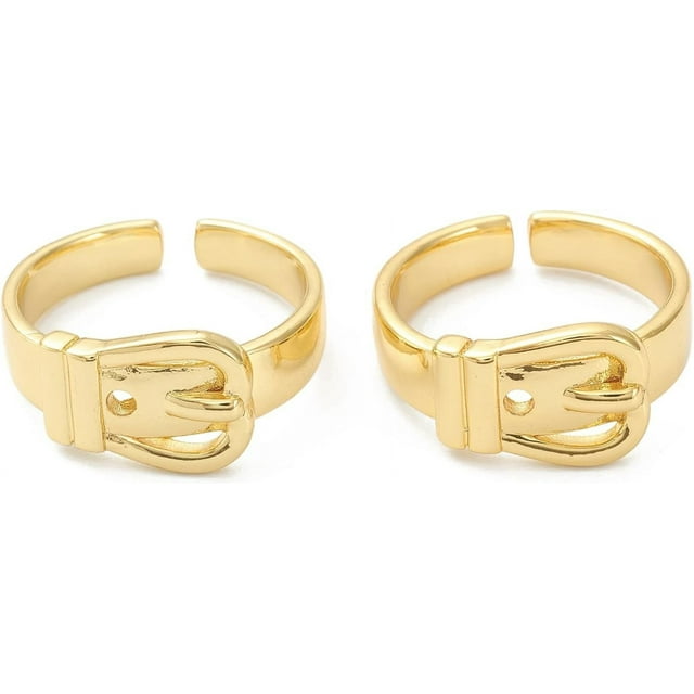 1 pieza de anillos de latón para puño, anillos abiertos, anillos de cinturón chapados en oro auténtico de 18 quilates, joyería