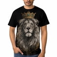thumbnail image 4 of LAOLIUSN Men’s Lion Graphic T-Shirt, Majestic Lion Face Animal Graphic Tee, 3D All Over Print Short Sleeve Crewneck, S-4XL, 4 of 7