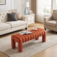 thumbnail image 4 of Zesthouse 43.3″ End of Bed Bench, Velvet Tufted Upholstered Ottoman Bench with Padded Seat and Solid Wood Leg, Modern Entryway Bench for Bedroom, Living Room, Rust, 4 of 10