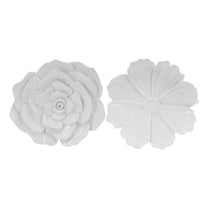 Benjara Dazzle 11- 12" Floral Wall Accent Set of 2- White Resin 3 Dimensional
