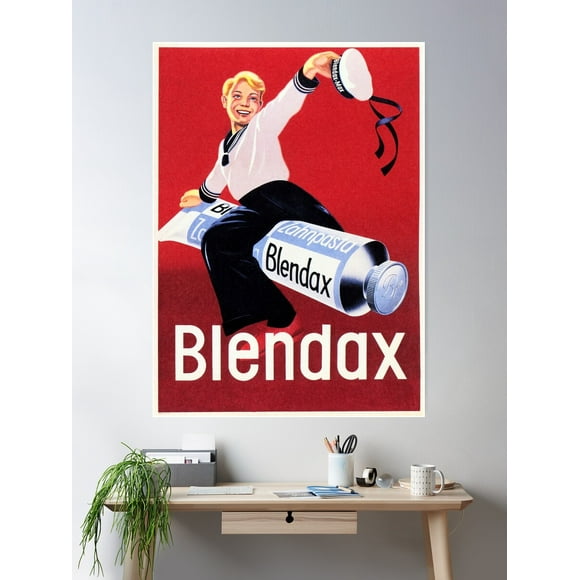 Blendax Toothpaste 1939 Sailor Boy Dental Cream Vintage German Advertising Poster Wall Art, Modern Wall Decor For Living Room Bedroom, 12x18 UNFRAMED