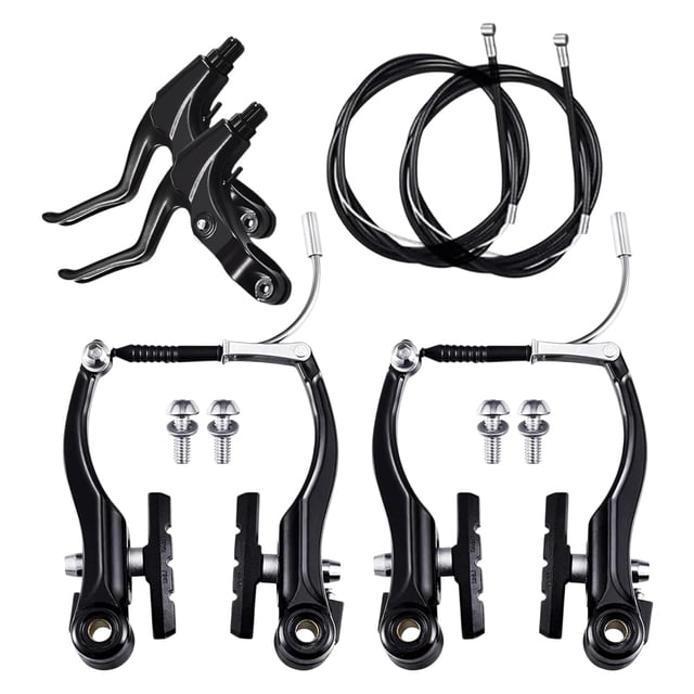 Universal Bike Brake Set – Front & Rear V-Brakes with Levers & Cables (Complete Kit)