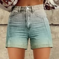 thumbnail image 3 of YLHFASHION Womens Casual High Waist Denim Shorts Relaxed Fit ArtRetro Printed Floral Shorts With Pockets A Blue, 3 of 4