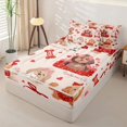 thumbnail image 2 of Homewish Cute Dog Zipper Queen Comforter Set with Fitted Sheet and 2 Pillowcases,Valentine's Day Love Print Zipper Bedding Set,Cream,Pink Reversible,4pcs, 2 of 8