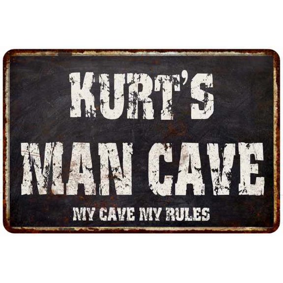 KURT'S Man Cave Black Grunge Sign Home Decor Gift Cave Funny 208120004080