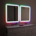 thumbnail image 2 of ANDY STAR 24''x32'' LED Bathroom Mirror, Rounded Lighted Bathroom Mirror RGB Backlit and Front lit,Stepless Dimmable, Memory, Anti-Fog, Lighted Vanity Mirror Wall Mounted White Metal Frame, 2 of 8