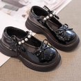 thumbnail image 2 of Viluyesy Girls Platform Mary Janes Kids Dressy Walking Flats Patent Leather Bow Pearl Strap Comfort School Party Black Size 11 Little Kids, 2 of 9