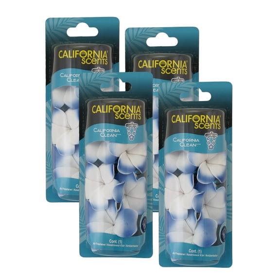 California Scents Scented Necklace in California Clean: The Perfect Lei for Your Car - Hanging Flower Air Freshener, 4 Packs