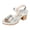 Silver, variant on Women's Block Heels Open Toe Shiny Slip on Sandals Adjustable Ankle Strap Breathable Glitter Summer Party Prom Heeled Dress Shoes Silver Size 9.5