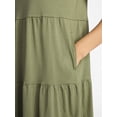 thumbnail image 4 of Time and Tru Women's Tiered Cotton Mini Dress with Short Sleeves, Sizes XS-XXXL, 4 of 5