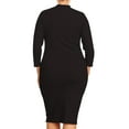 thumbnail image 3 of Women's Plus Size Mock Neck Mini Dress Lightweight 3/4 Sleeve Bodycon Fit, 3 of 5