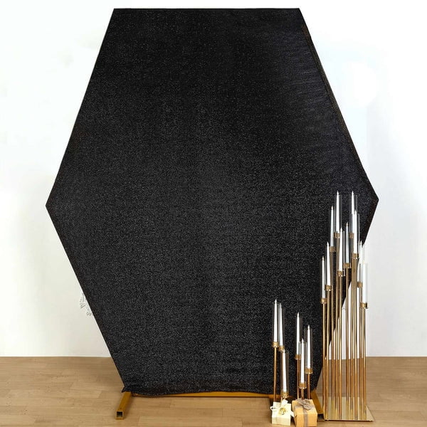 Efavormart 8ftx7ft Shiny Black 2-Sided Spandex Fit Hexagon Wedding ...
