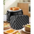 thumbnail image 4 of Black Morocco Small Toaster Cover 2 Slice, Kitchen Appliance Covers, Boho Vintage Quatrefoil Geometric Plaid Toaster Oven Cover with Loop, Bread Machine Cover Polyester Dust Cover Protection, 4 of 4
