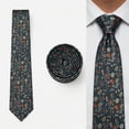 thumbnail image 3 of Floral Neckties for Men Multicolored Seaweed Green Wedding Extra Long 63", 3 of 7