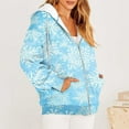 thumbnail image 3 of Honeeladyy Women's Autumn Christmas Jacket, Star Snowflake Christmas Tree Print Drawstring Zip Hooded Pocket Outerwear #E-6-Light Blue-XXXL, 3 of 6