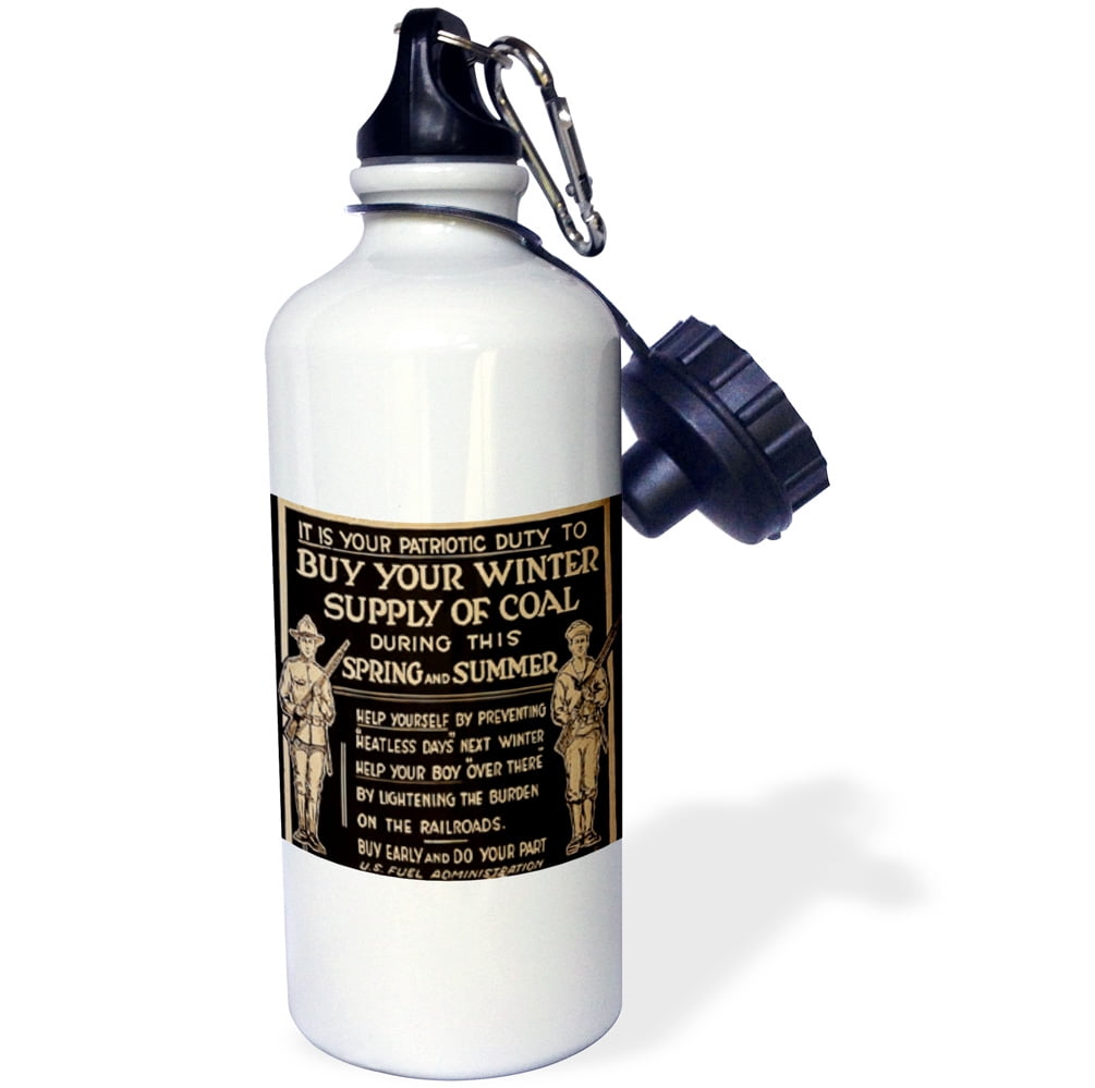 3dRose World War I Vintage Buy Your Winter Supply of Coal 3, Sports Water Bottle, 21oz by Supplier Generic