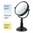 thumbnail image 2 of Ovente Lighted Vanity Mirror Tabletop, 7.5'' 1X 10X Magnifier, Adjustable Double Sided, 3 Tone Smart Round LED, 15 Min Auto Shut Off Timer, Battery & AC Plug Powered, Oil Rubbed Bronze MPT75BZ1X10X, 2 of 7
