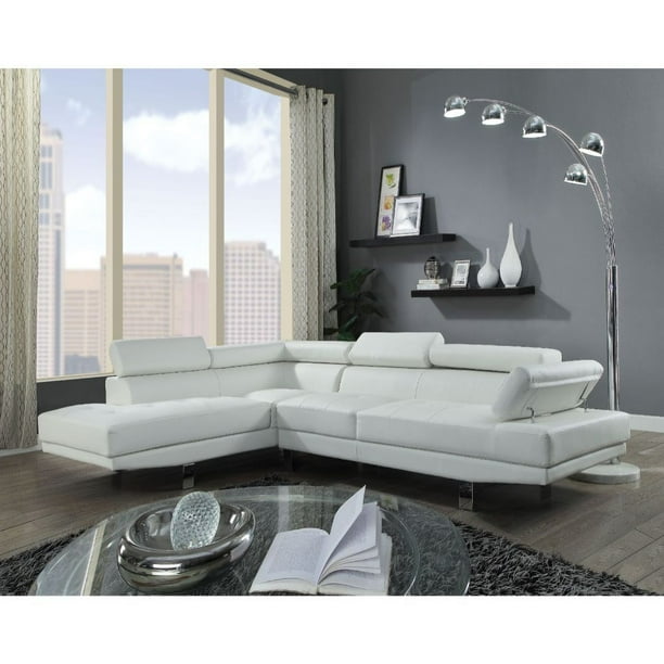 Cream Pu Contemporary Living Room Furniture Sectional Sofa Chrome Finish Walmart Com Walmart Com
