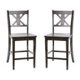 thumbnail image 2 of Emma + Oliver Wooden Farmhouse Counter Height Dining Stool with Carved Backrest, Gray (Set of 2), 2 of 13