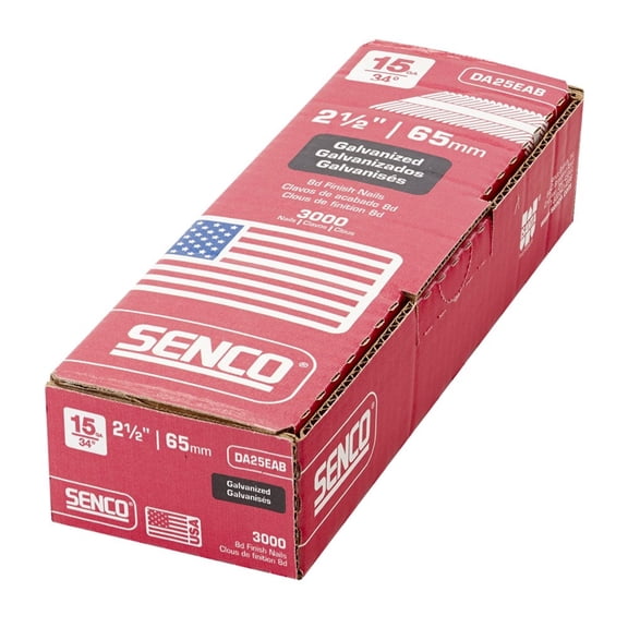 SENCO DA25EAB 15-Gauge 2-1/2 in. Electro-Galvanized 34 Degree Finish Nails (3,000-Pack)
