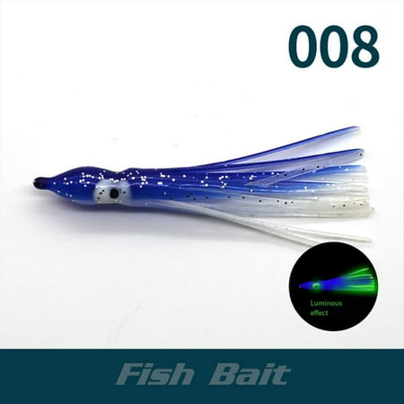 Soft Octopus Bait 100mm Octopus Bait Squid Skirt Fishing Tackle Trolling Bait PVC Luminous Skirt Fishing Bait 008