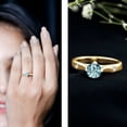 thumbnail image 3 of Rosec Jewels Aquamarine Engagement Ring with Diamond - 0.8 Carat Round March Birthstone Ring - AAA Grade - with Jewelry Box, 14K Yellow Gold, US 7.50, 3 of 8