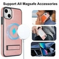 thumbnail image 4 of for iPhone 14 PU Leather Back Case, Built-in Invisible Stand [Compatible with Magsafe] Protective Slim Kickstand Anti-fall Phone Cover Compatible with iPhone 14, Rosegold, 4 of 8
