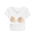 thumbnail image 5 of Nestiefly Womens Short Sleeve Shirts with Built in Bra V Neck Basic Tee Tops Summer Athletic Workout Yoga Padded Shirts White M, 5 of 7
