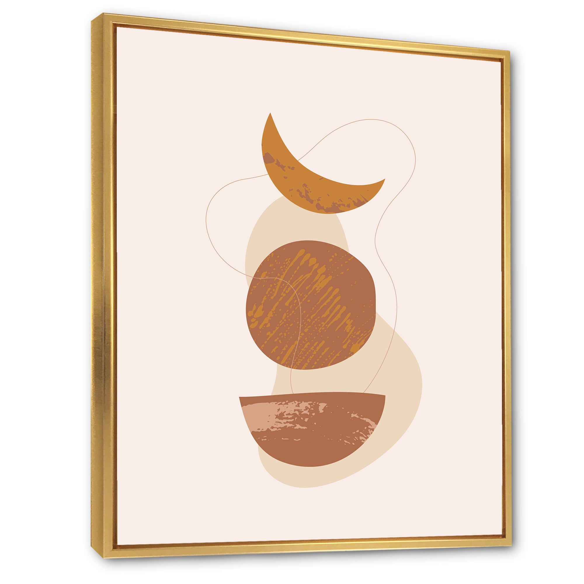 Designart 'Sun and Moon Shapes In Retro Terracotta Tones IV' Modern Framed Canvas Wall Art Print