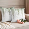 thumbnail image 2 of Spring Floral Pillow Covers 2 Pack Watercolor Light Green Flowers Modern Rustic Farmhouse Pillowcase Waterproof Outdoor Throw Pillow Cover for Patio Garden Square Cushion 18”x18”, 2 of 9