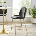thumbnail image 3 of Modway Scoop 25.5" Stainless Steel Performance Velvet Counter Stool in Gray/Gold, 3 of 7