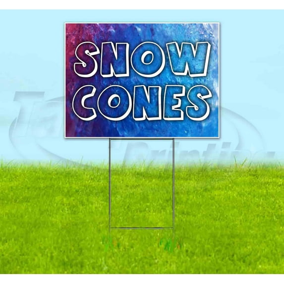 Snow Cones (18" x 24") Yard Sign, Includes Metal Step Stake