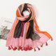 thumbnail image 3 of Bufanda de lino y algodón suave con estampado de otoño e invierno para mujer, bufandas largas con borlas y flores, bufandas tipo hijab de 180 x 90 cm, 3 of 5