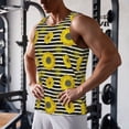 thumbnail image 3 of Wukai Sunflowers On Black And White Stripes Print Men’s Workout Tank Top Sleeveless Muscle T shirt Gym Running Fitness Tank Top-X-Large, 3 of 7