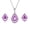 Purple, variant on Blue Water Drop Crystal Necklace and Earrings Set Alloy Rhinestone Jewelry Set for Women Adjustable Chain Pendant Necklace and Stud Earrings Valentine's Day Gift Party Jewelry Fashion Jewelry Set