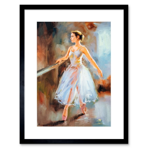 Ballet Dancing Barre Painting Art Print Framed Poster Wall Decor 9x7 inch