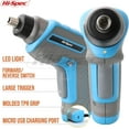 thumbnail image 6 of Hi-Spec 35pc Blue 3.6V Cordless Electric Power And USB Rechargeable Screwdriver and Home Tool Kit Set, Power Tools Combo Sets - Cordless Tools, With Handy And Easy Carrying Tool Case, 6 of 6
