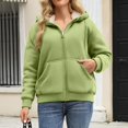 thumbnail image 3 of Dwralegc Fleece Jacket Women Hooded Fleece Sherpa Hoodie Thermal Long Sleeve Sweatshirt Thick Fall Winter Hoodies with Pockets Green 2XL, 3 of 4
